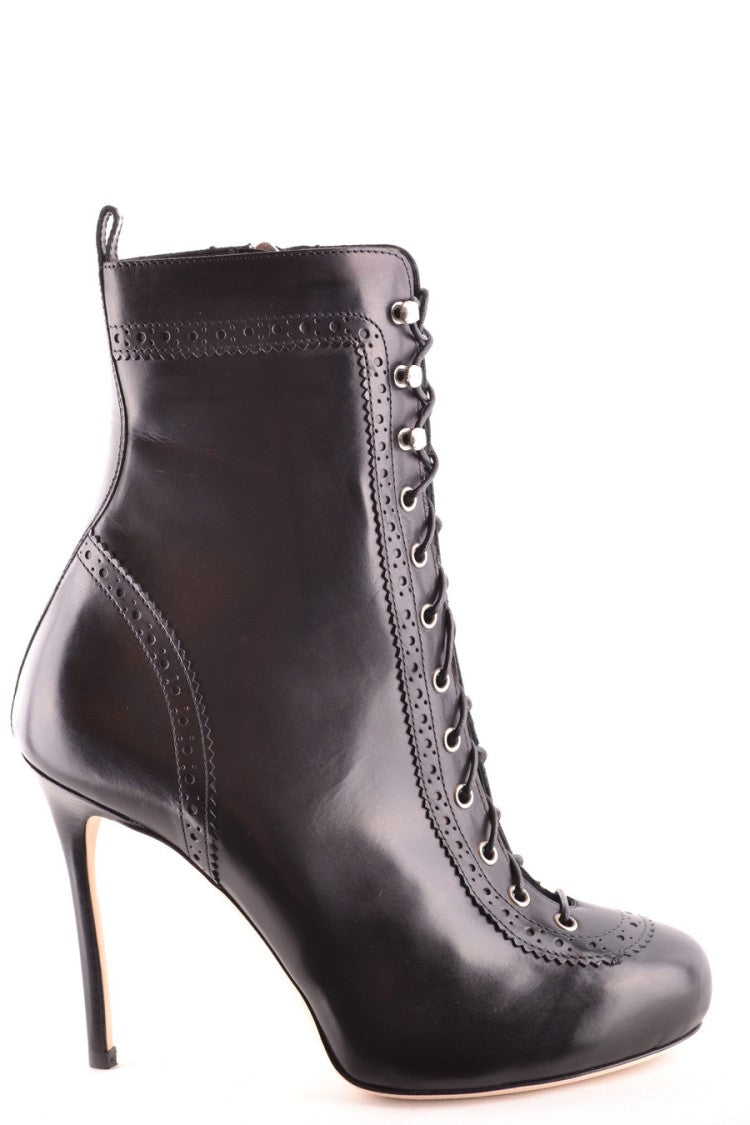 Dsquared2 Lace-Up Black Leather Ankle Boots