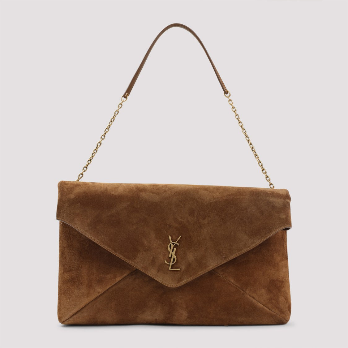 Saint Laurent Envelope Brown Suede Leather Shoulder Bag