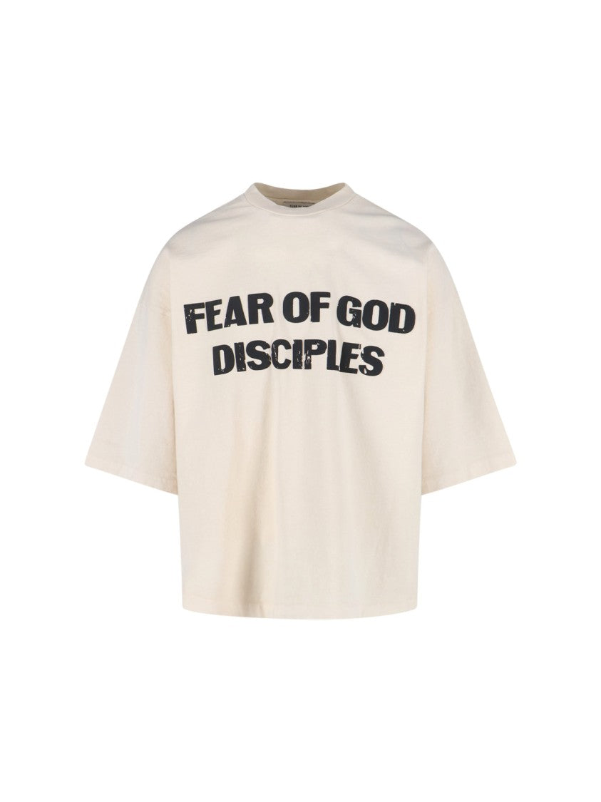 Fear Of God Cream Cotton T-Shirt With Logo Detailing
