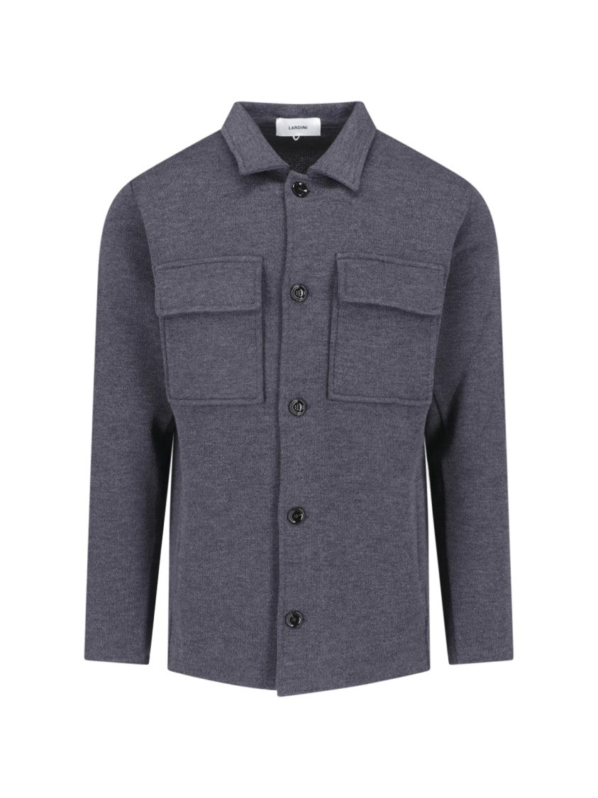 Lardini Gray Virgin Wool Shirt