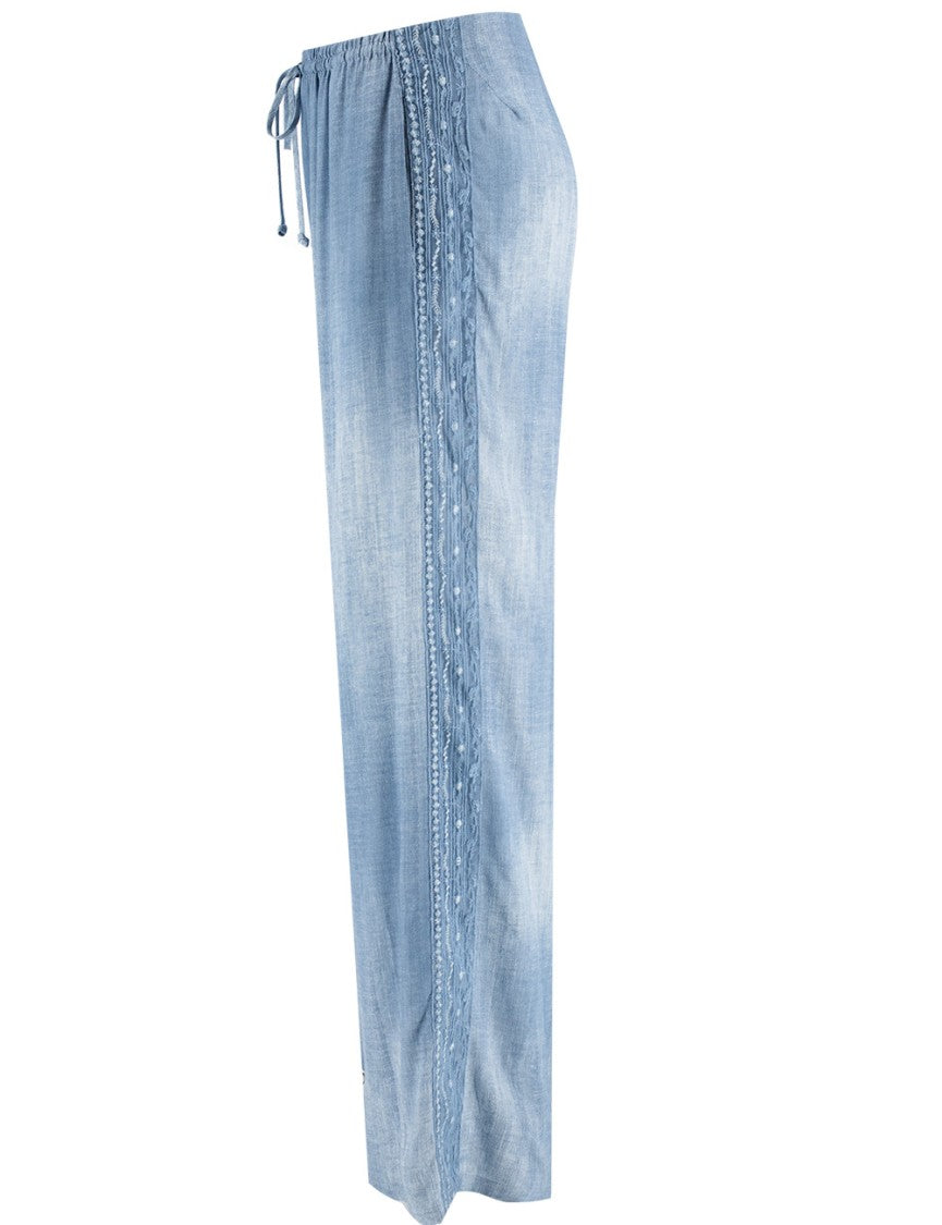 Ermanno Scervino Viscose Trousers With Vintage Jeans Print