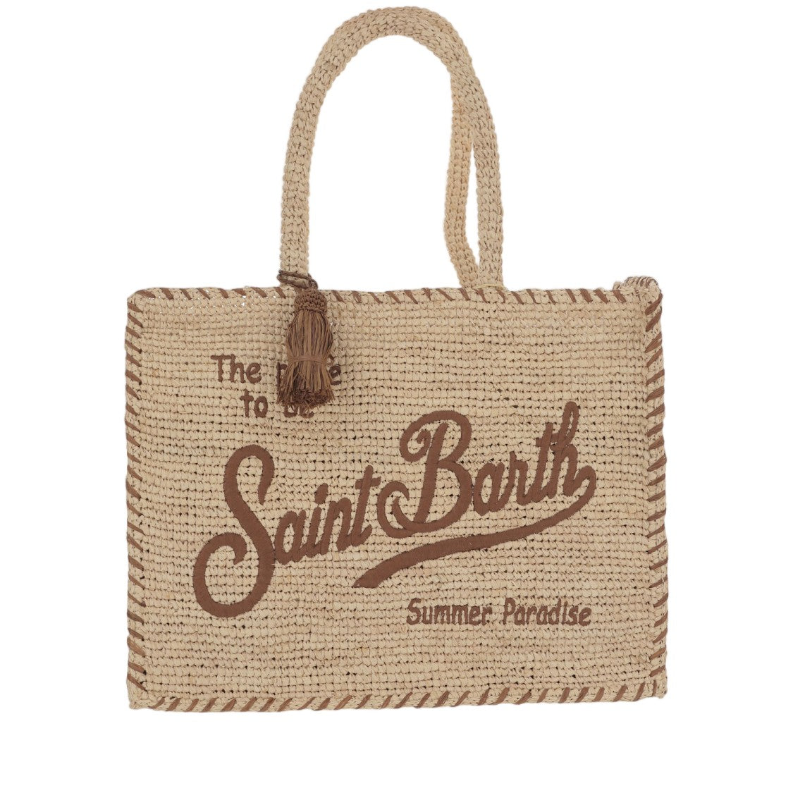 Mc2 Saint Barth Raffia Tote Bag With Decorative Tassel