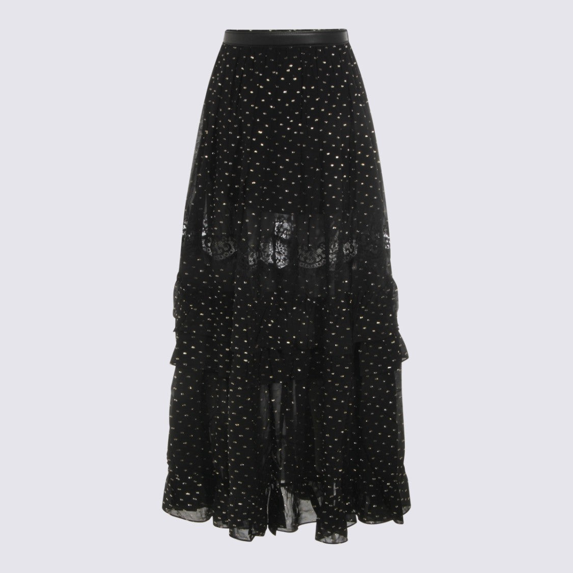 Self-Portrait Black Viscose Skirt