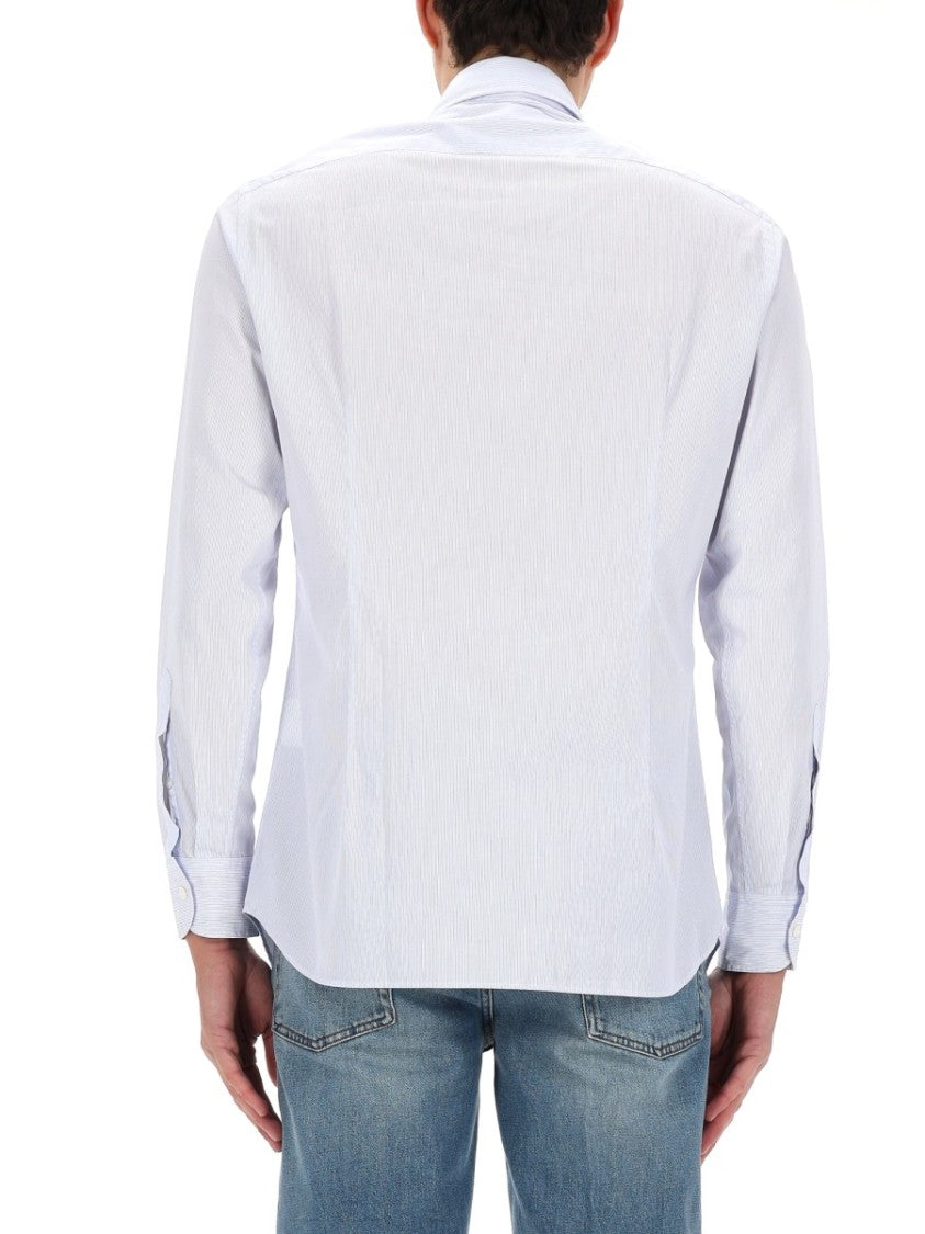 Lardini White Cotton Pointed Collar Shirt