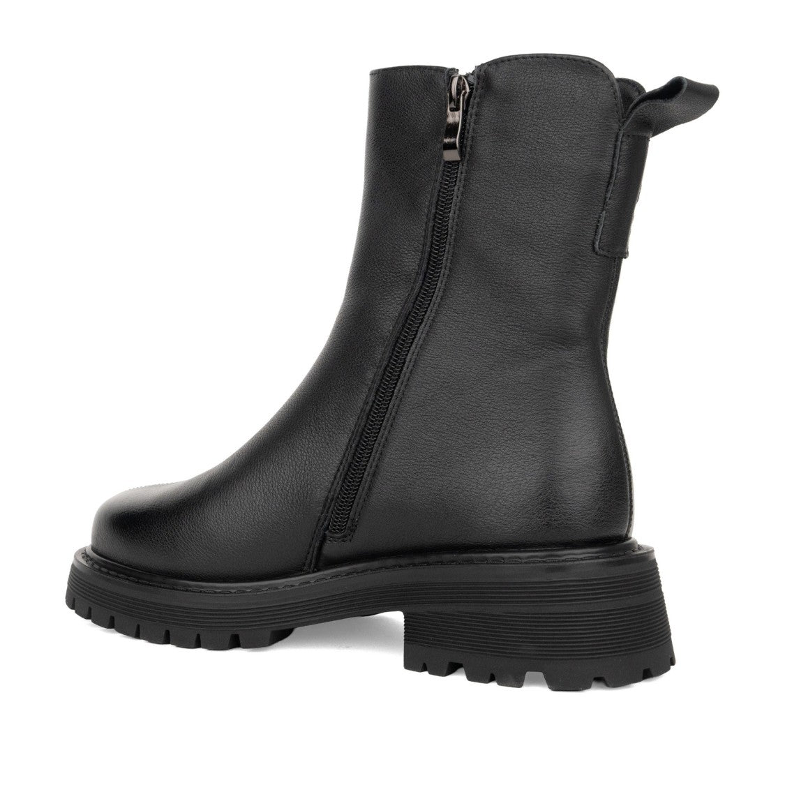 Linda Baumann Black Rugged Rubber Sole Leather Ankle Boots