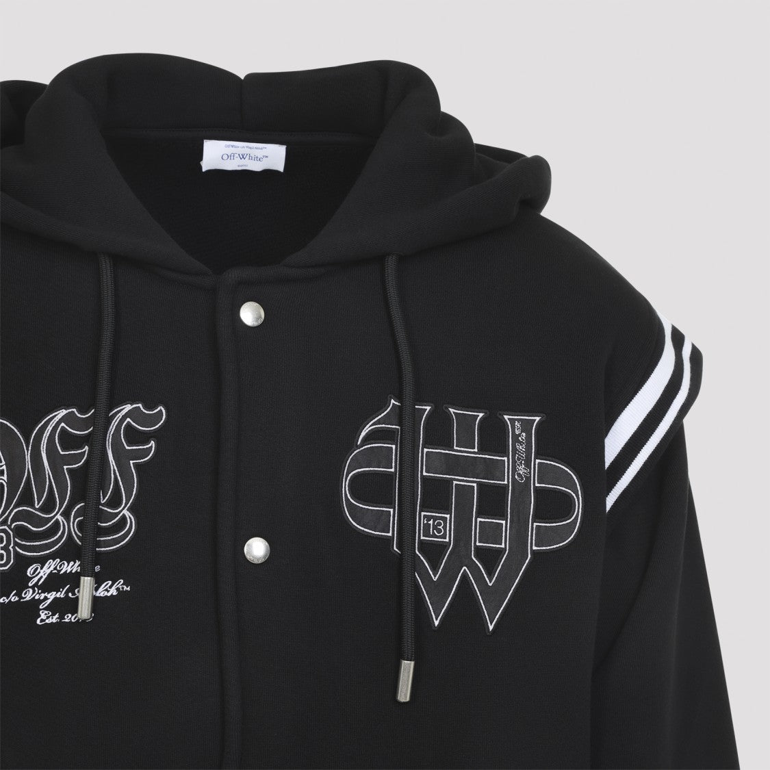 Off-White Gothic Fleece Varsity Black Cotton Jacket