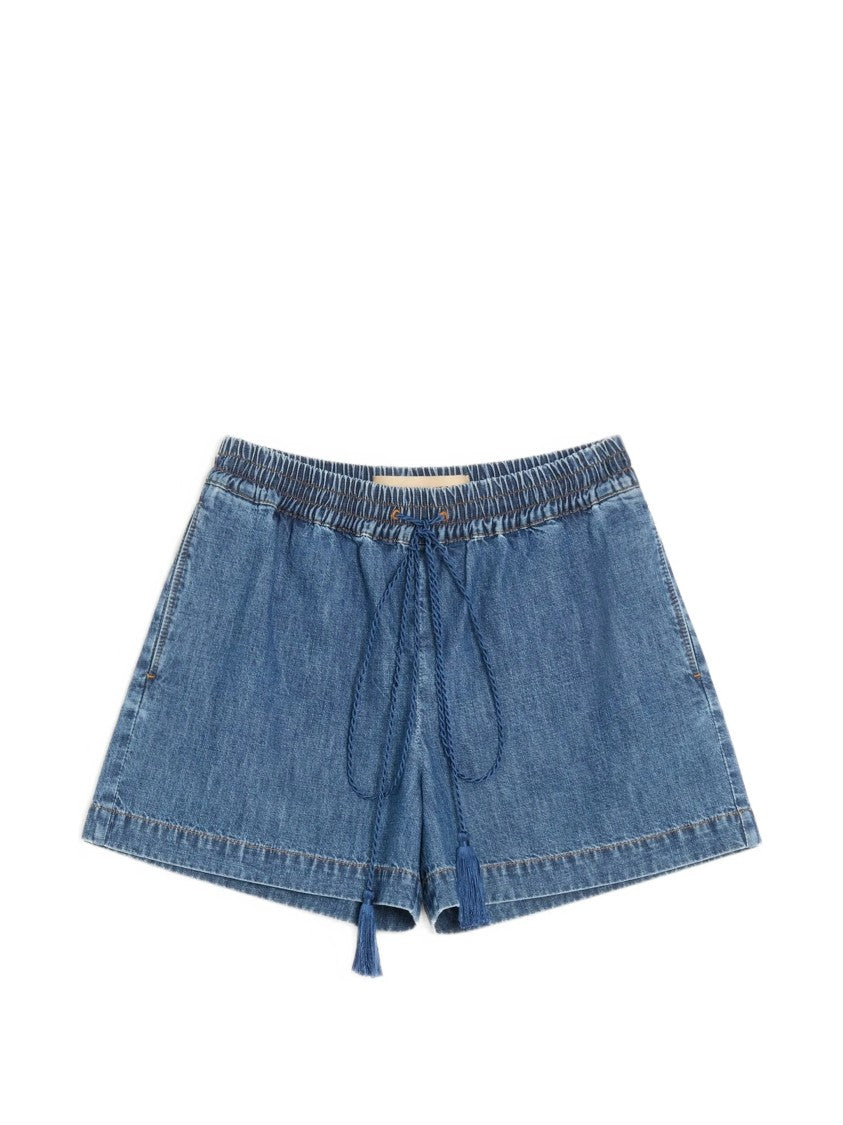 Valentino Medium Blue Relaxed Logo Detail Shorts