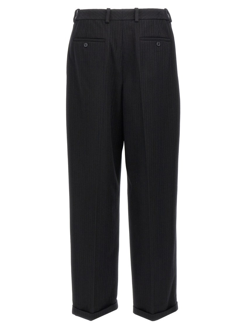 Saint Laurent High-Waisted Black Trousers With Tone-On-Tone Embossed Relief