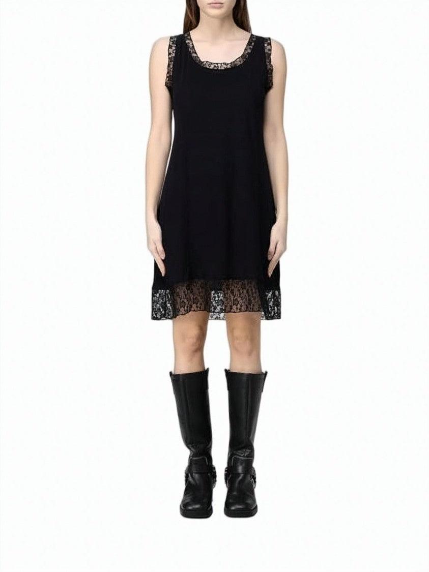Our Legacy Black Midi Dress With Lace Trim