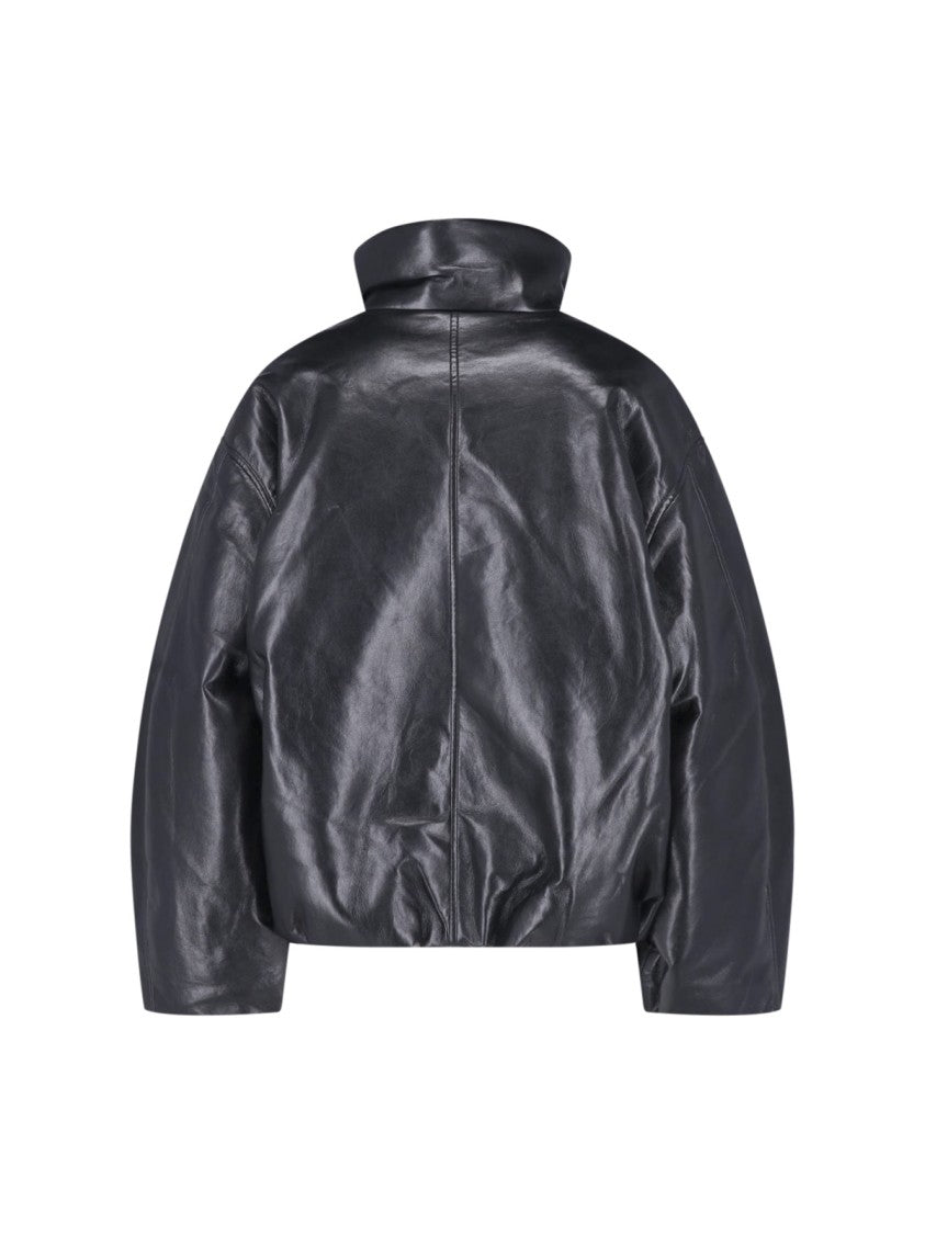 Anine Bing Black Cyrus High-Collar Leather Jacket