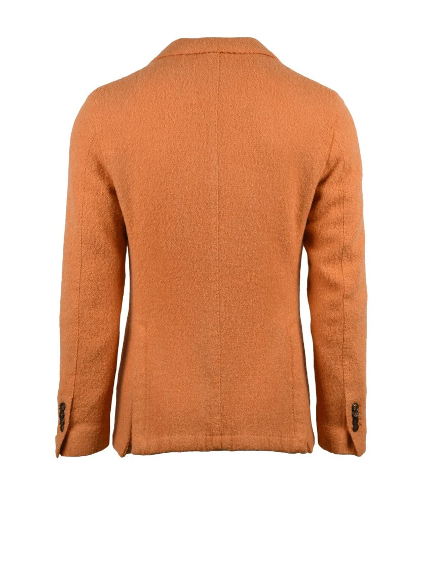 L.B.M. 1911 Textured Bouclé Blazer With Tailored Fit In Warm Orange