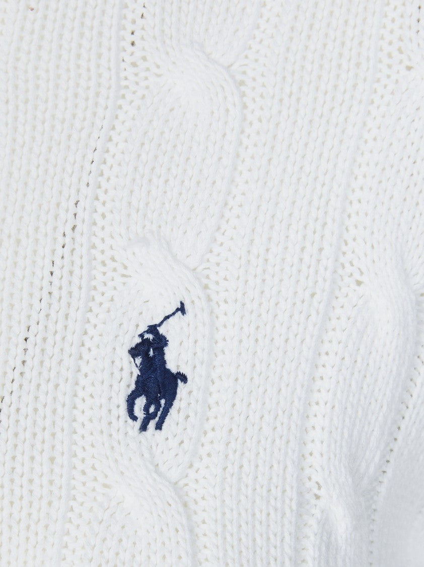 Polo Ralph Lauren White Cotton Treccia Crewneck Sweater