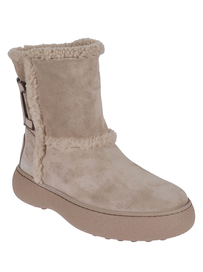 Tod's Suede Ankle Boots With Shearling Lining