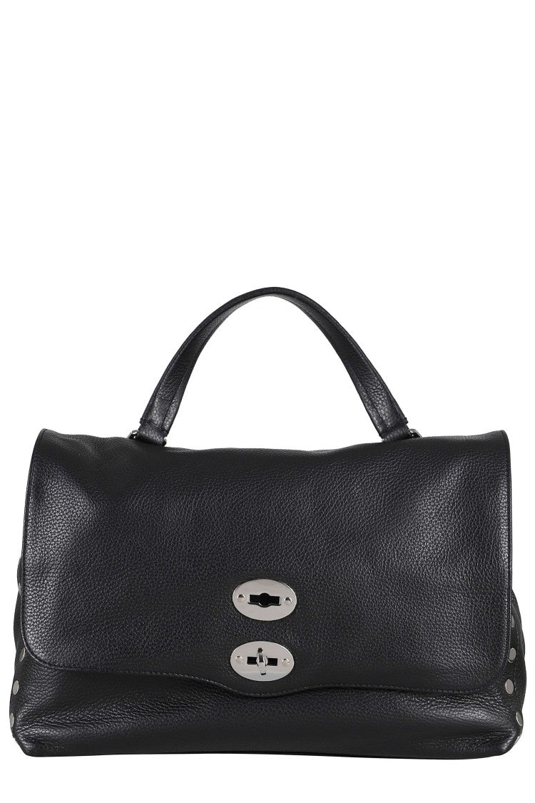 Zanellato Black Postina Daily Medium Double Swivel Leather Shoulder Bag