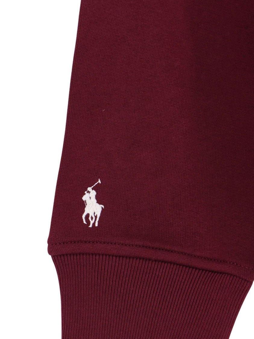 Polo Ralph Lauren Burgundy Pullover Hoodie With Iconic Logo Details