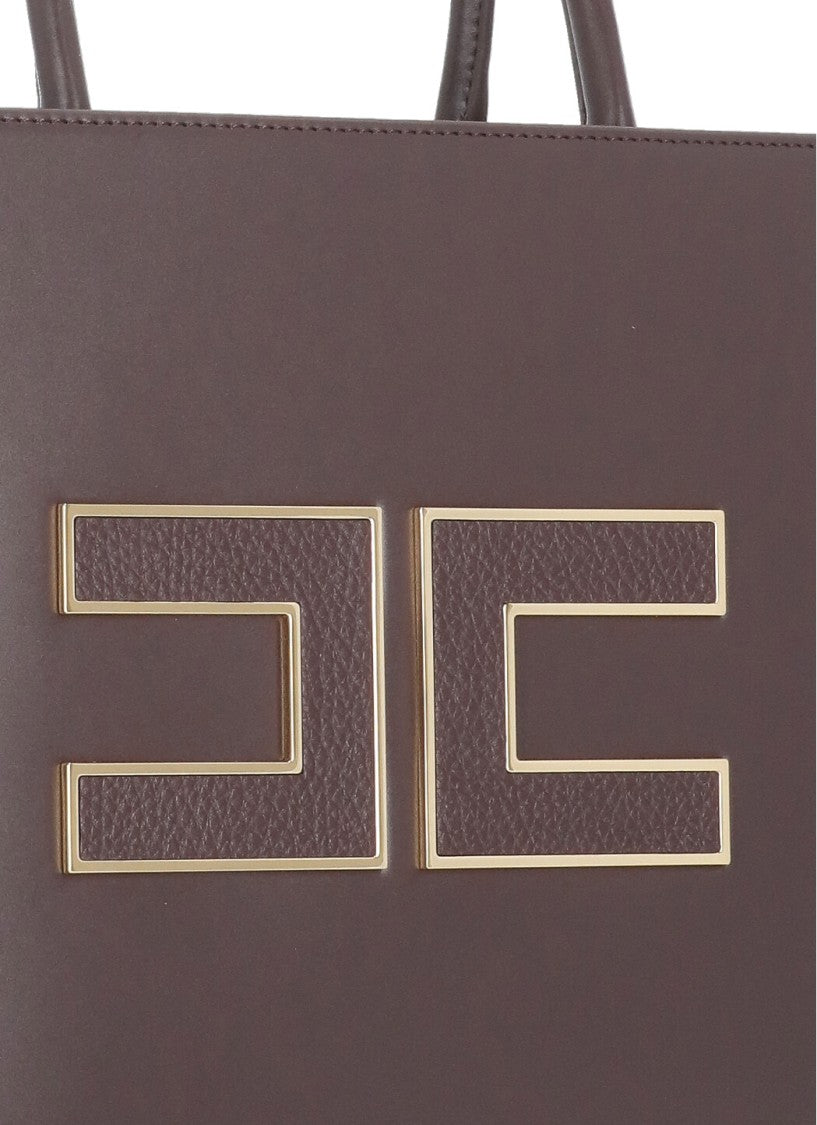 Elisabetta Franchi Bordeaux Structured Shoulder Bag