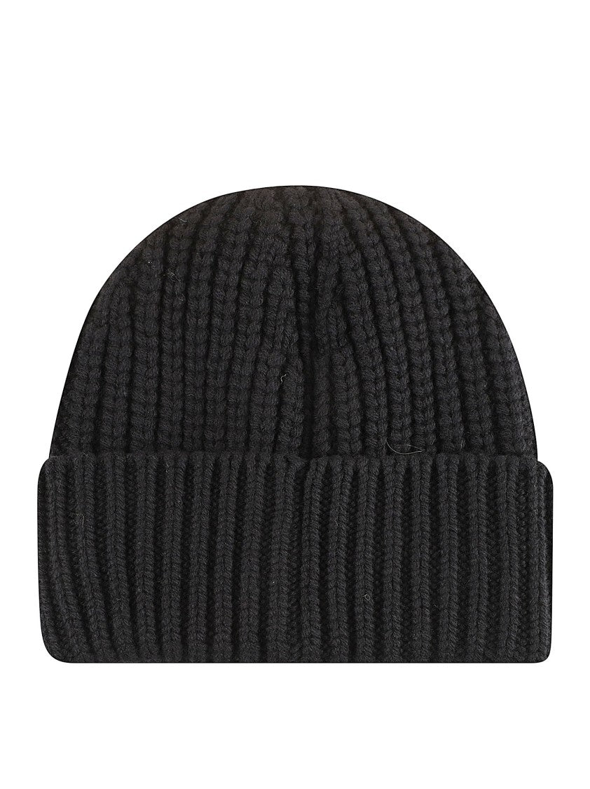 Moncler Ribbed Knit Beanie With Embroidered Logo Patch