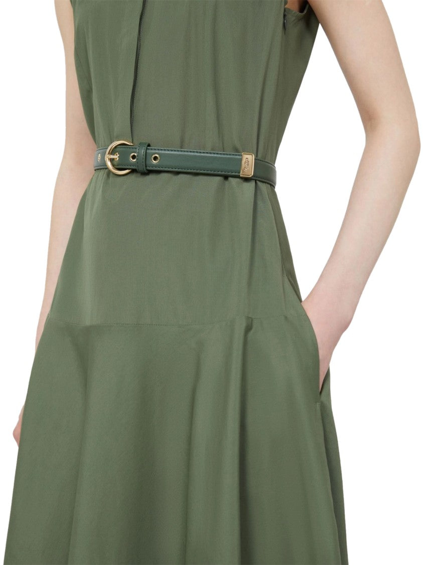 Max Mara Midi Dress With High Neckline And Fitted Bodice