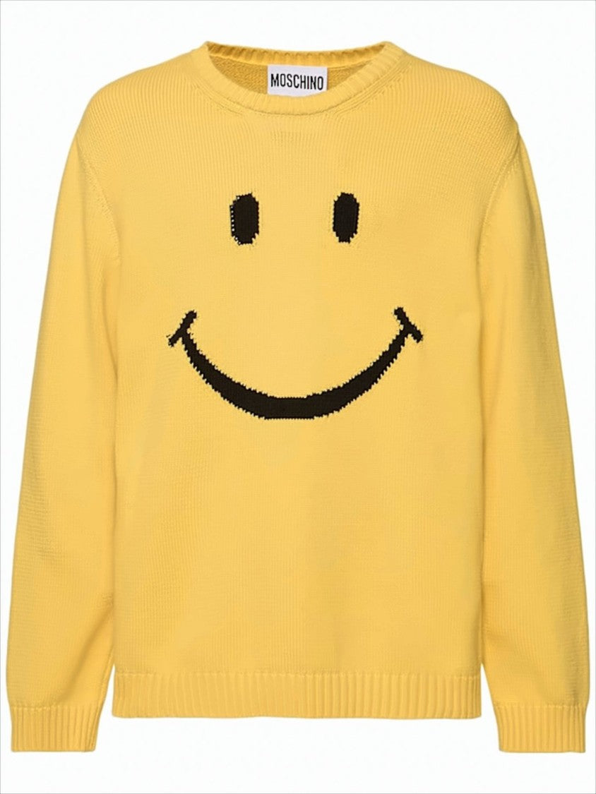 Moschino Cheerful Pixelated Smiley Face Knit Sweater