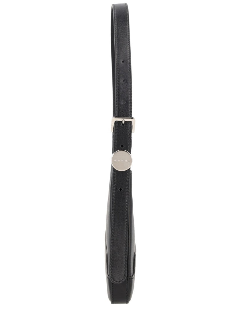 Marni Rectangular Black Calf Leather Shoulder Bag