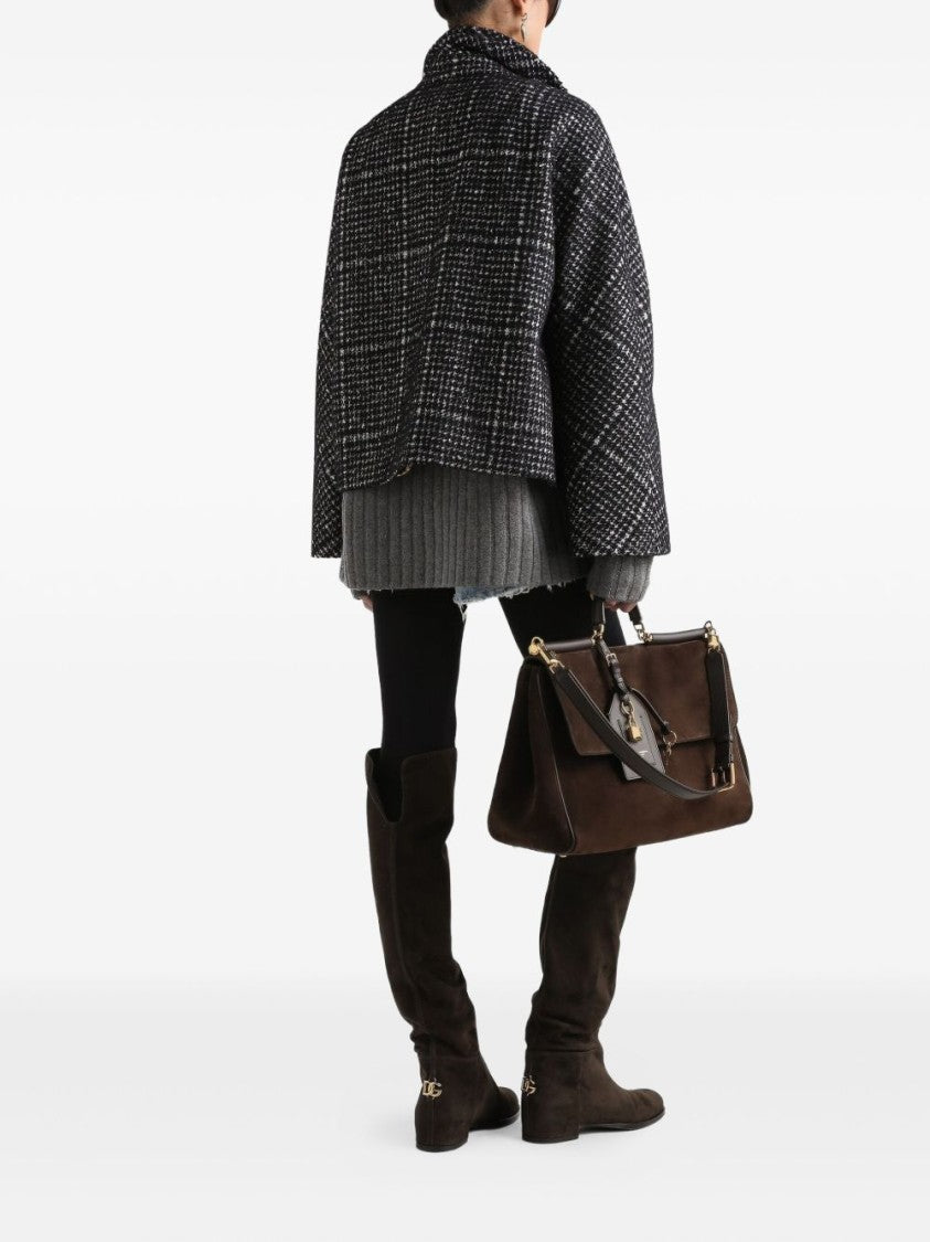 Dolce & Gabbana Cropped Double-Breasted Jacket With Houndstooth Pattern