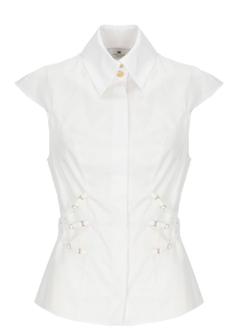 Elisabetta Franchi White Cotton Sleeveless Shirt
