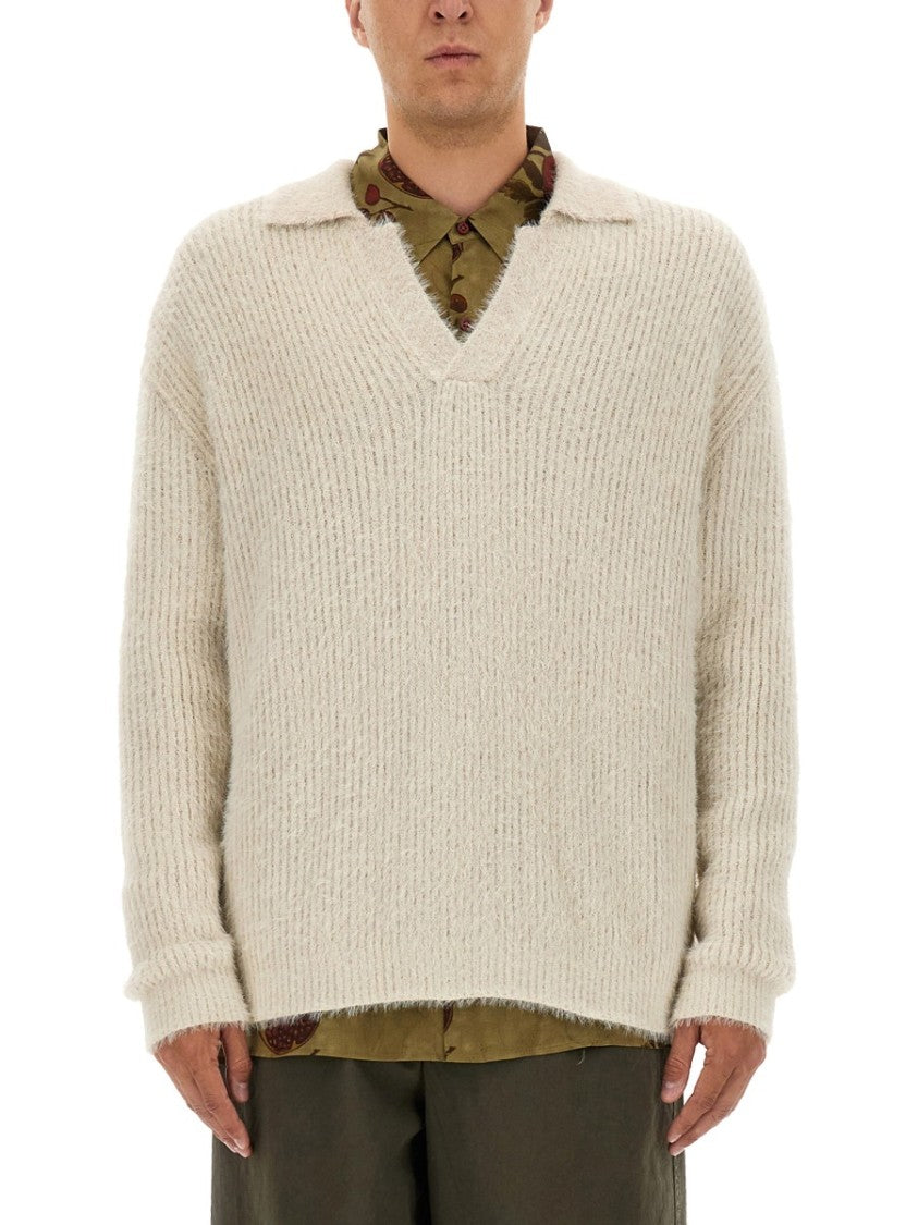 Uma Wang Ribbed Knit Sweater In Luxurious Wool Blend