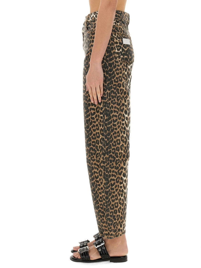 Ganni Leopard Print Denim "Stary" Jeans