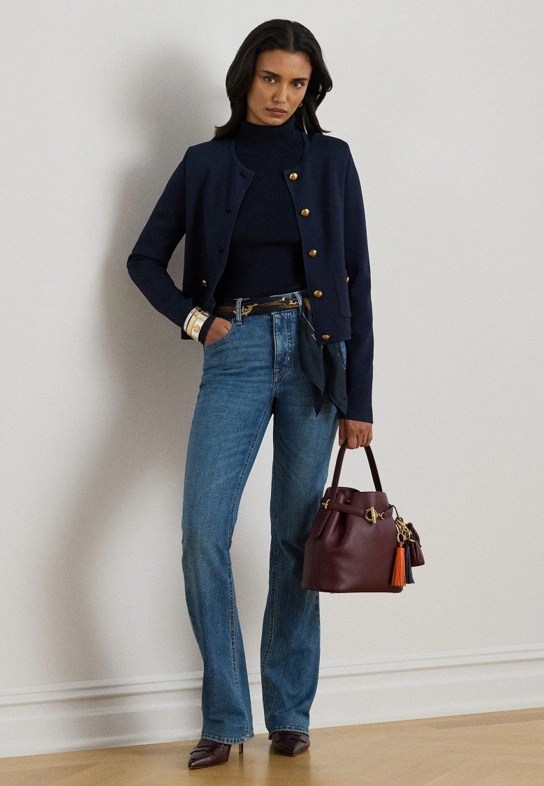 Lauren Ralph Lauren Cropped Long-Sleeve Gold-Button Jacket
