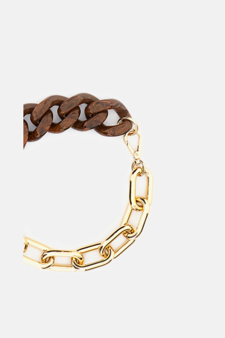 Plan C Brown Resin Toasted Marbled Chain Necklace