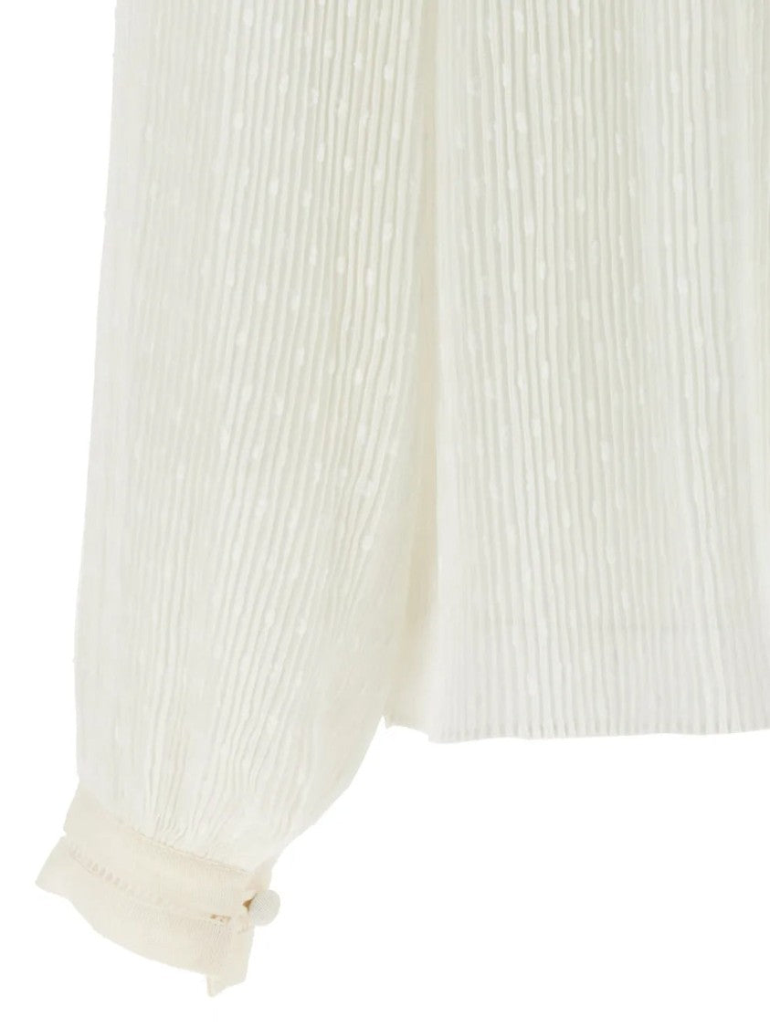 Twin-Set Textured Georgette Blouse With High Neckline
