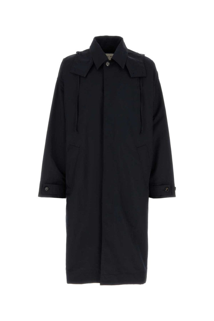 Bottega Veneta Navy Blue Nylon Blend Trench Coat
