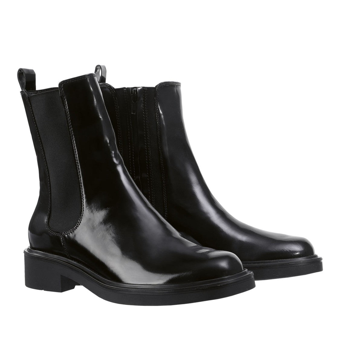 Högl Black Edward Polished Elastic Side Panels Leather Ankle Boots