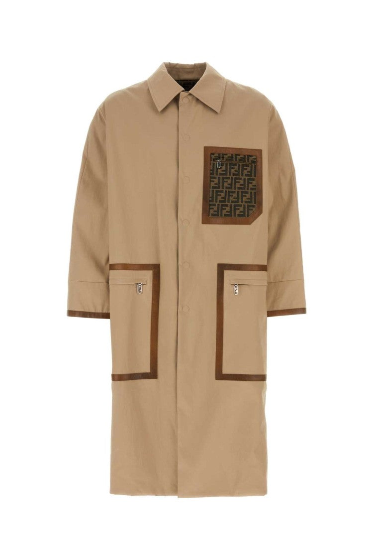 Fendi Cappuccino Cotton Reversible Trench Coat