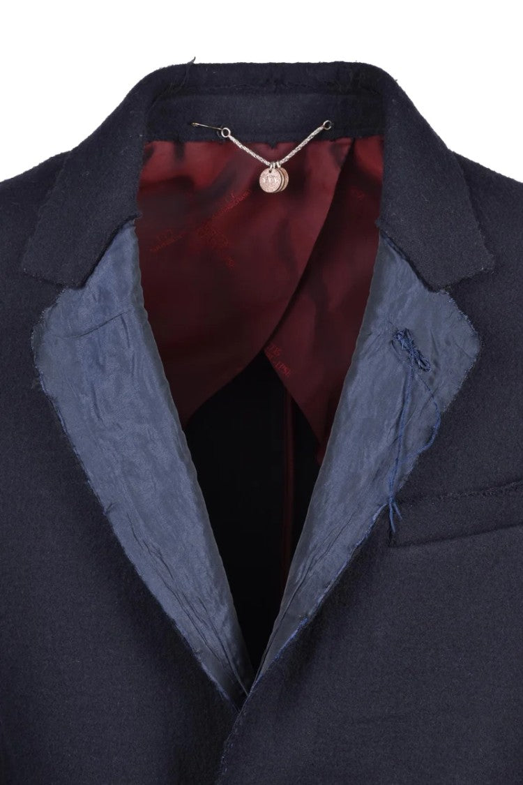 Maurizio Miri Wool Coat - Navy Blue