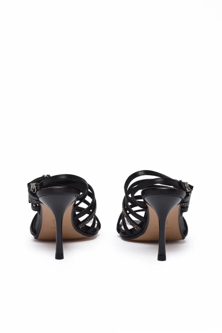 Pinko Leather Sandal Heel Height 9Cm - Black