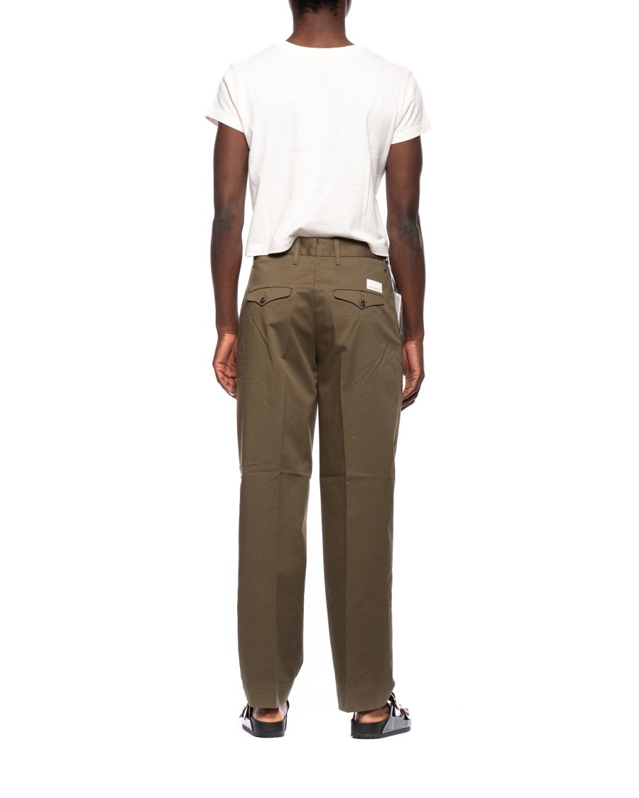 Nine In The Morning Green High-Waisted Cotton-Blend Chinos
