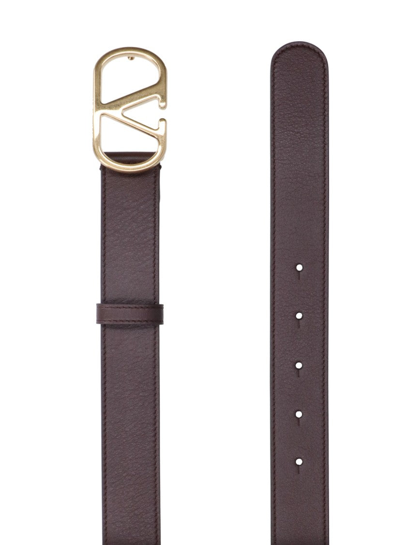 Valentino Garavani Brown Leather Belt With Vlogo Signature Buckle