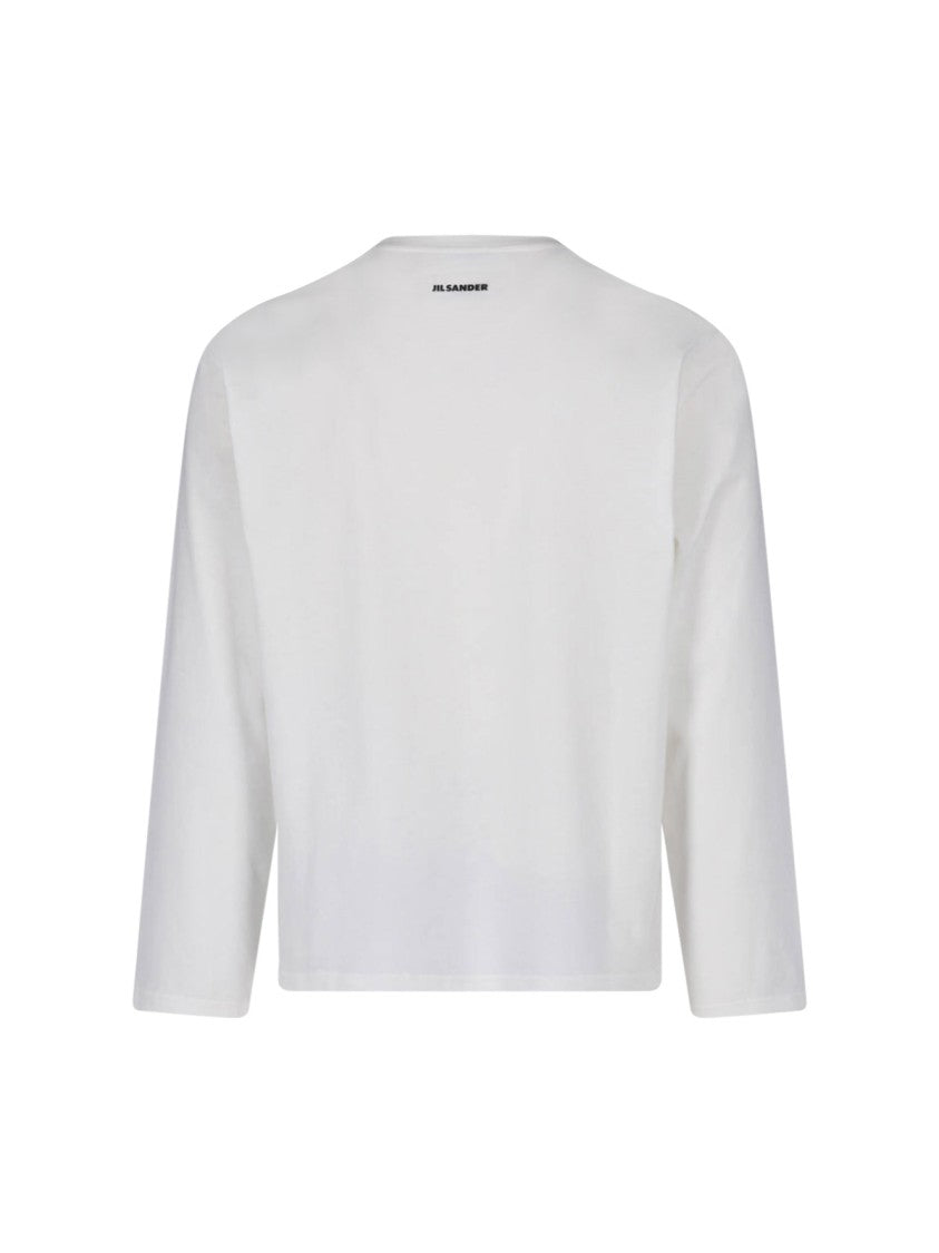 Jil Sander White Long-Sleeve Printed T-Shirt