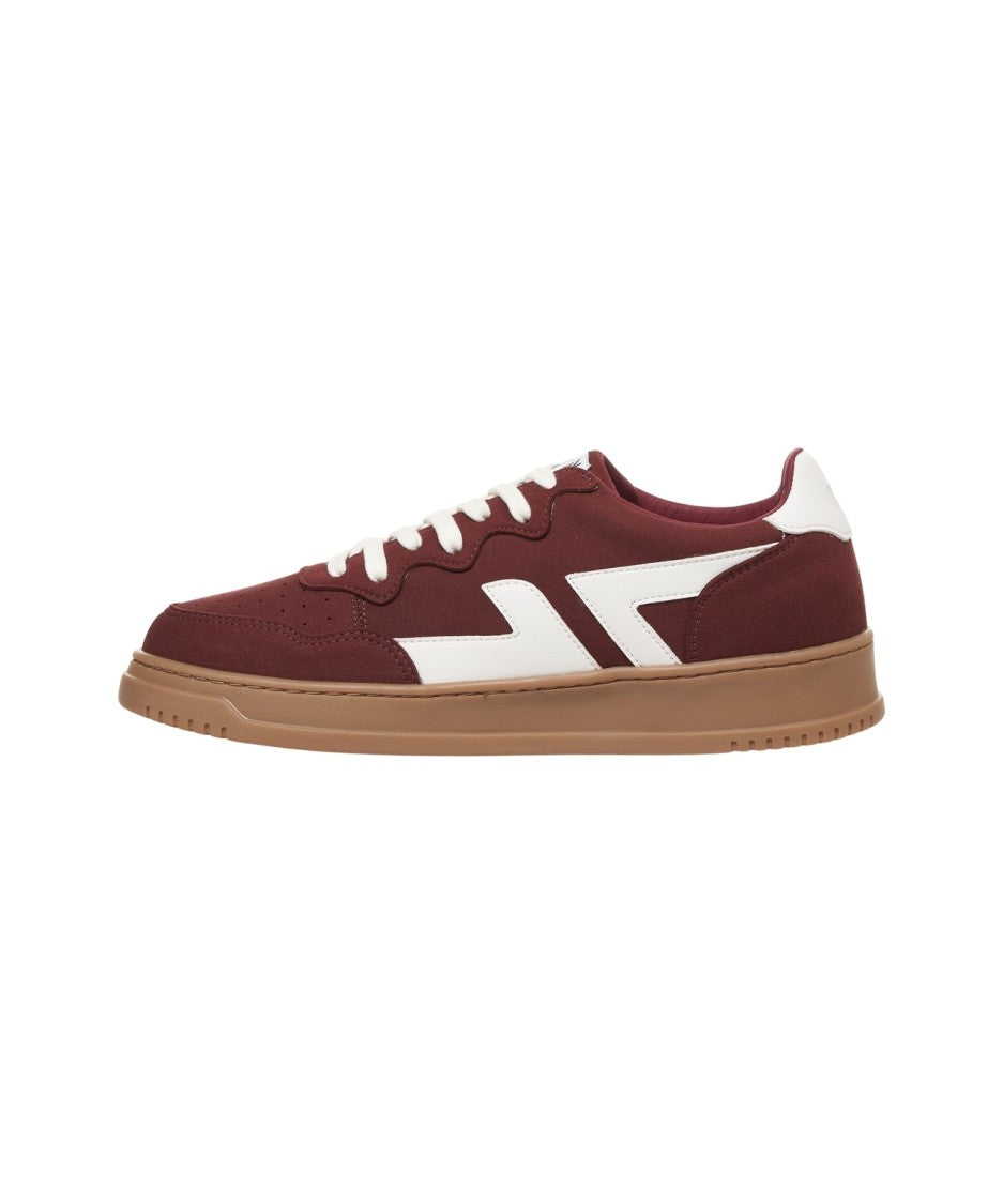 Zeta Burgundy Suede Sneakers With Contrasting Logo