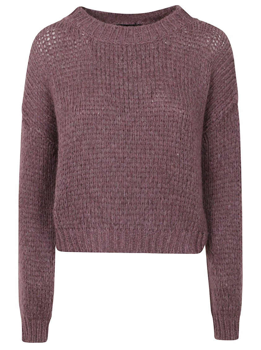 Roberto Collina Boxy-Fit Wine-Colored Alpaca Blend Sweater