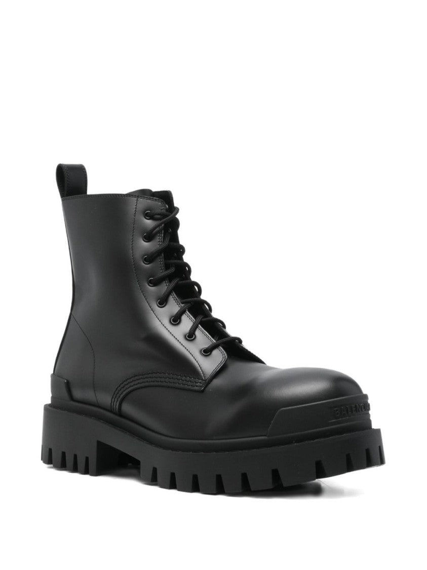Balenciaga Black Leather Maxi Rubber Sole Boots