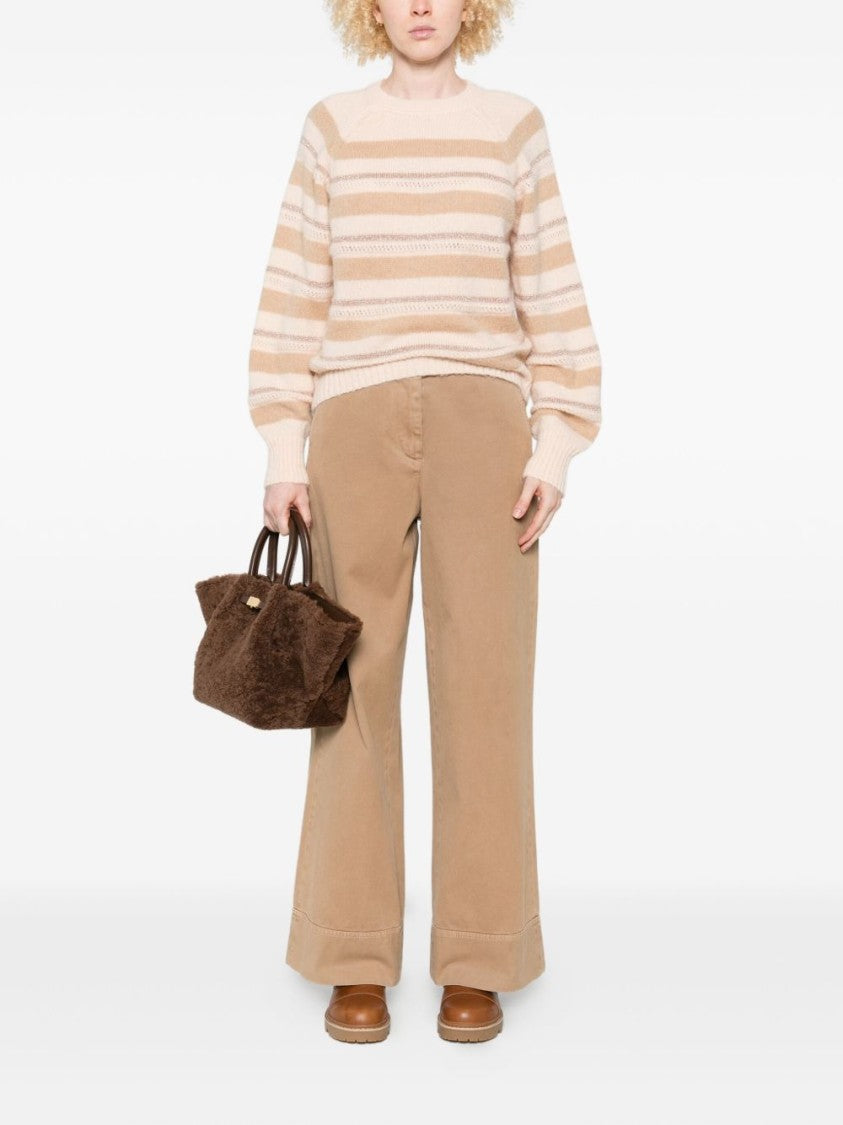 Twin-Set Beige And Cream Striped Knit Sweater