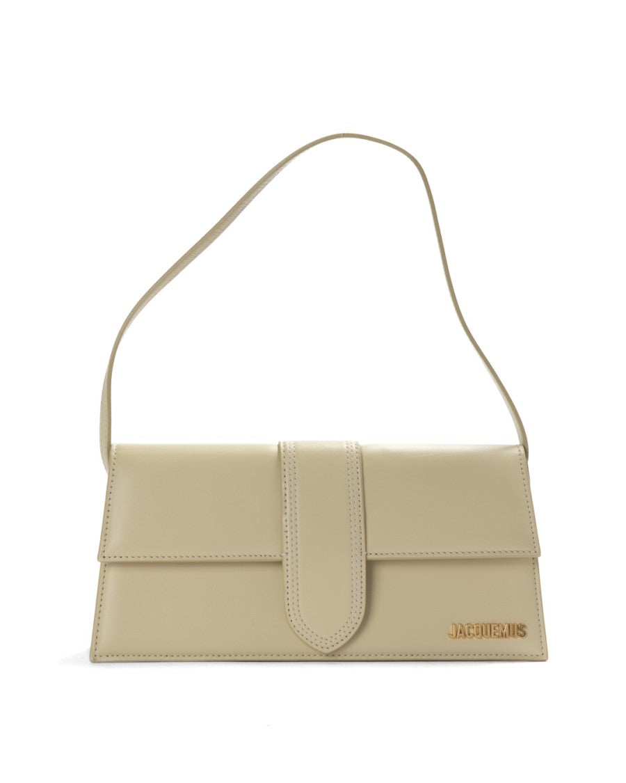 Jacquemus Le Bambino Long Cream Leather Handbag With Gold Accents