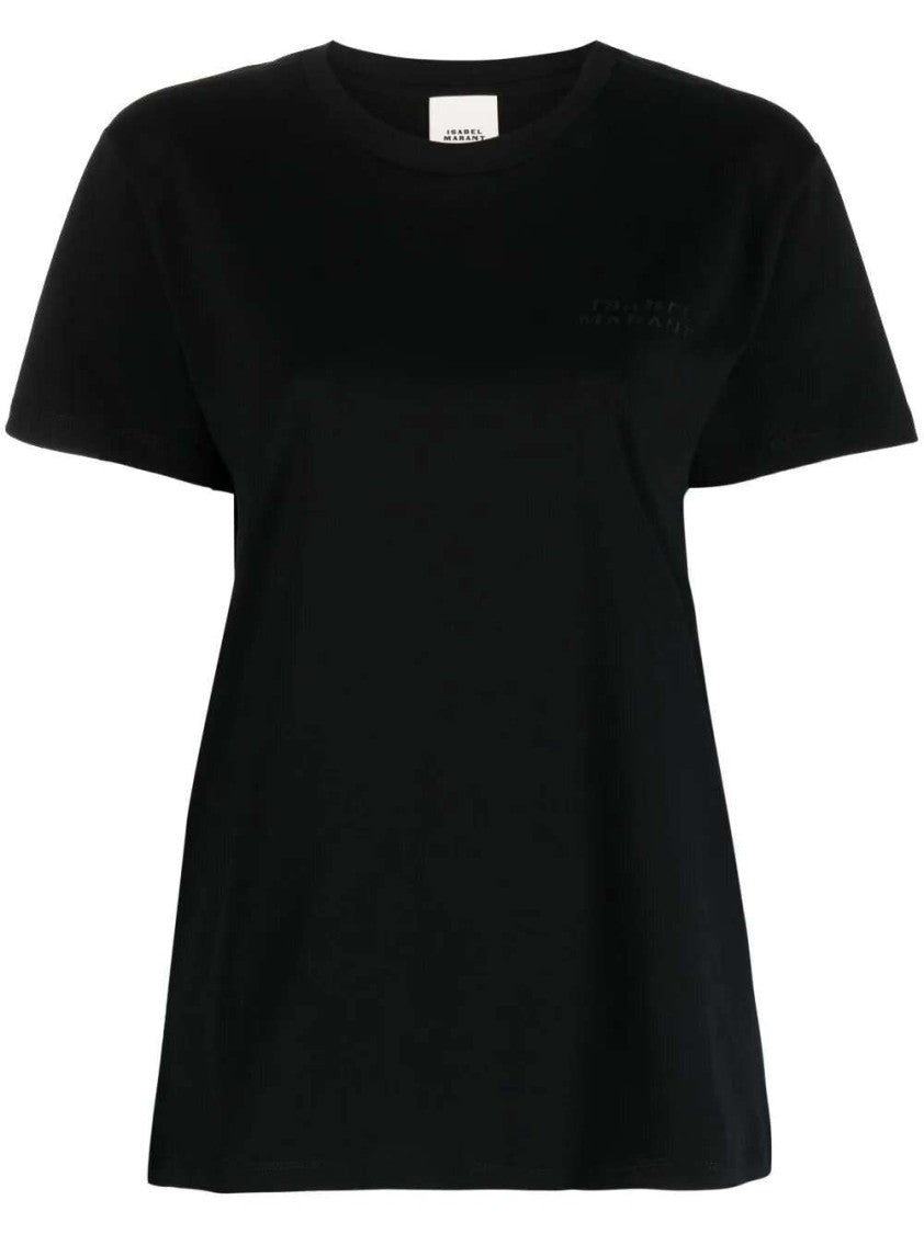 Isabel Marant Black Cotton Logo-Print T-Shirt