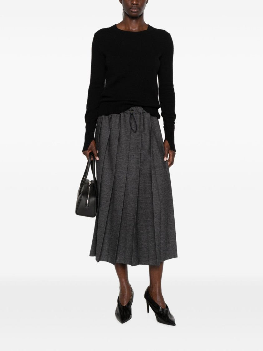 Fabiana Filippi Black Pleated Drawstring Midi Skirt
