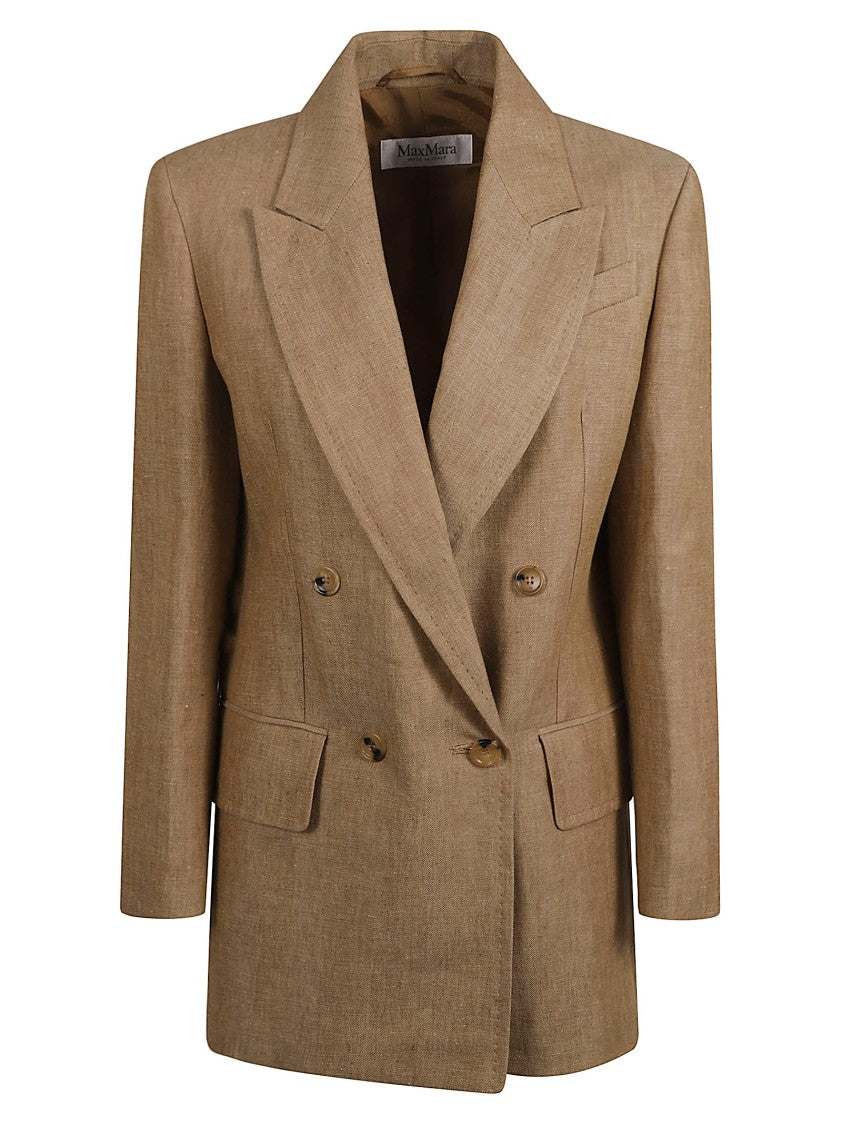 Max Mara Tailored Double-Breasted Flax Linen Jacket