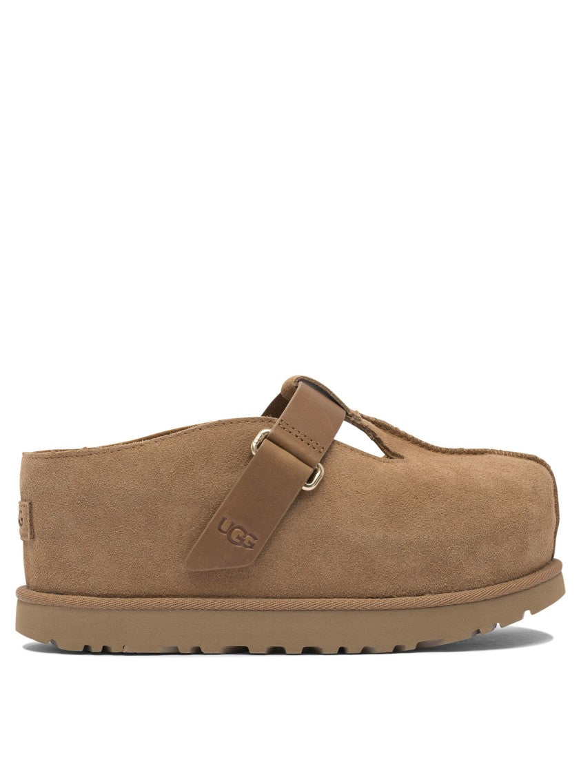 Ugg Suede Loafers With Rounded Toe And Signature Strap