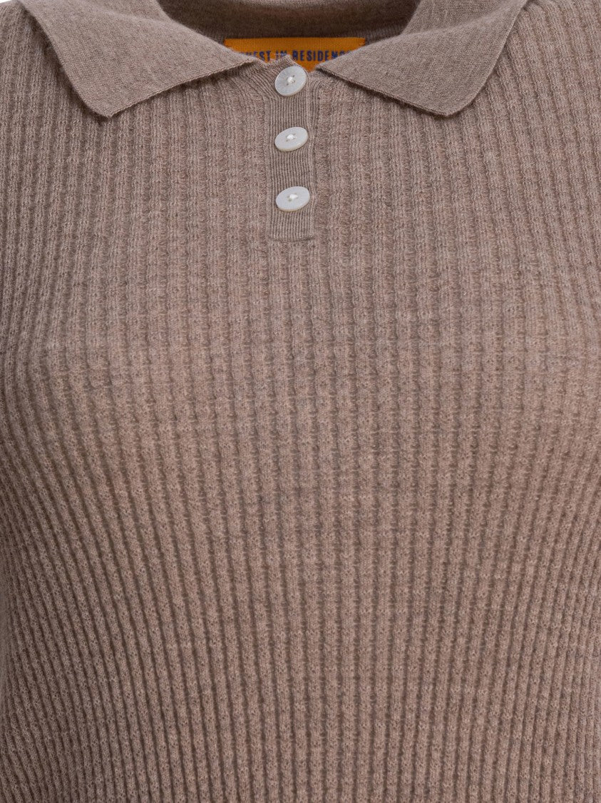 Guest In Residence Ribbed Cashmere Polo Shirt With Classic Collar