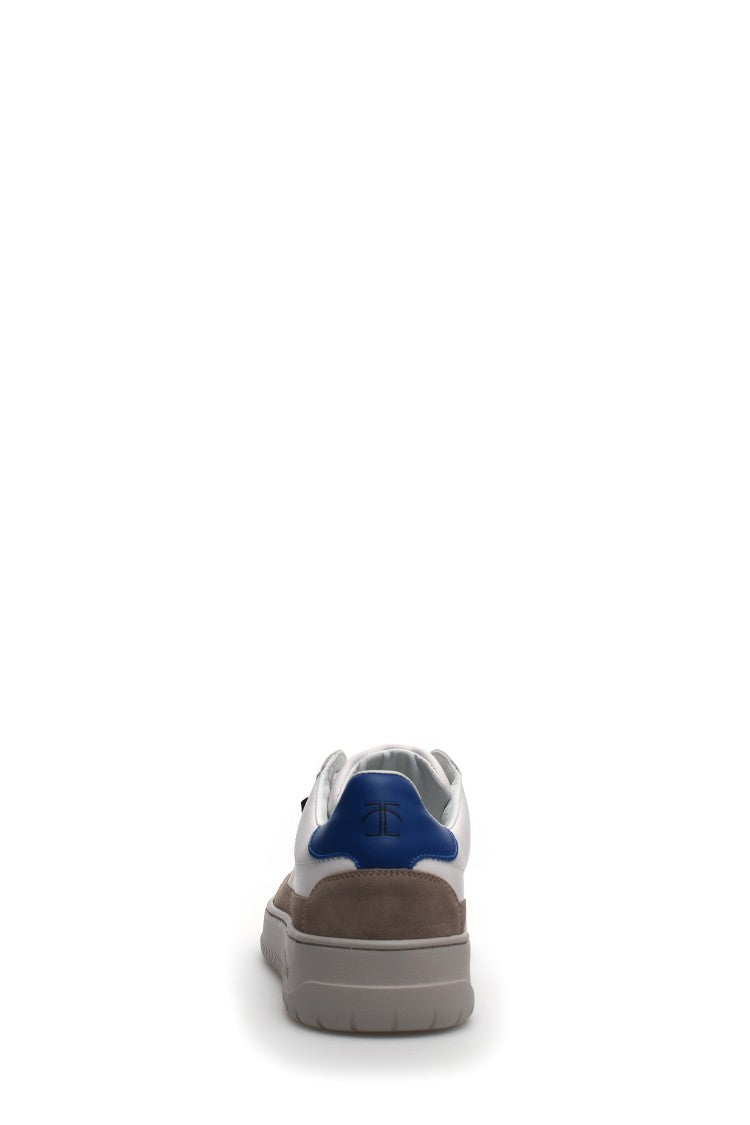 Candice Cooper Low-Top White Leather Sneakers Suede Accents